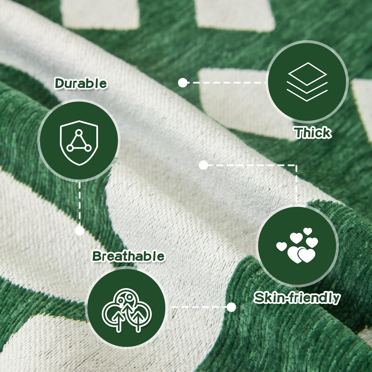 MEETSKY Christmas Couch Cover for Sectional Sofa, Chenille Loveseat Green Sofa Covers Washable for Pet Friendly Snowflake Christmas Tree Decorative Couch Covers, 71" x 102"