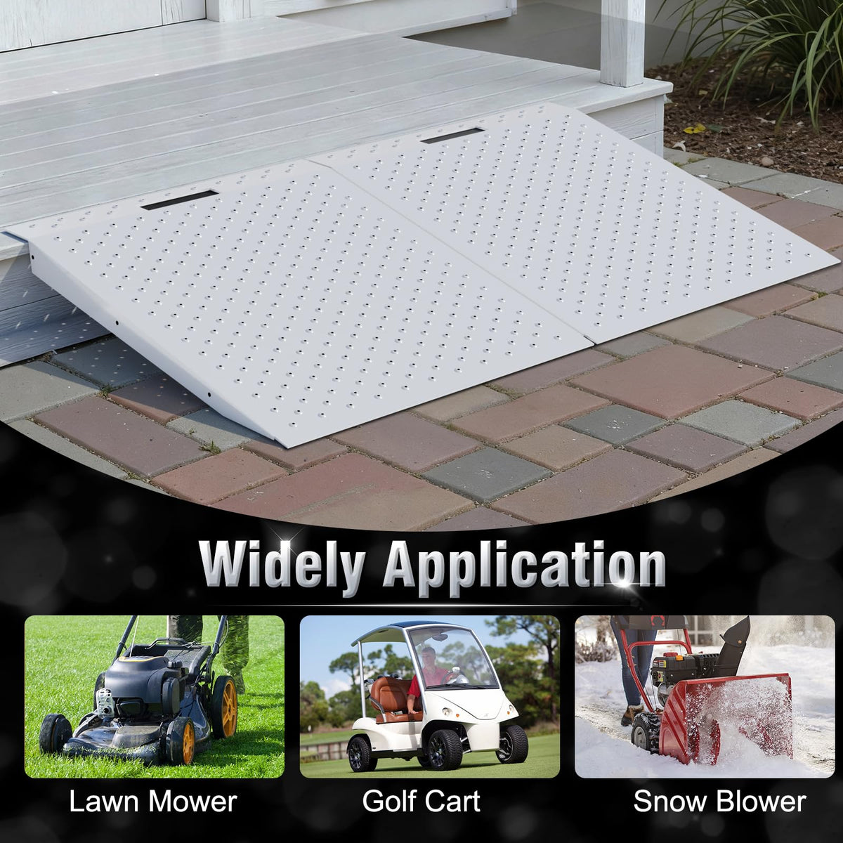 TOCRETOARE Shed Ramp, Heavy-Duty Loading Ramps for Lawn Mower, 29" L x 24" W Curb Ramp with Anti-Slip Punch Plate, 1500 lbs Capacity (29" L x 48" W)