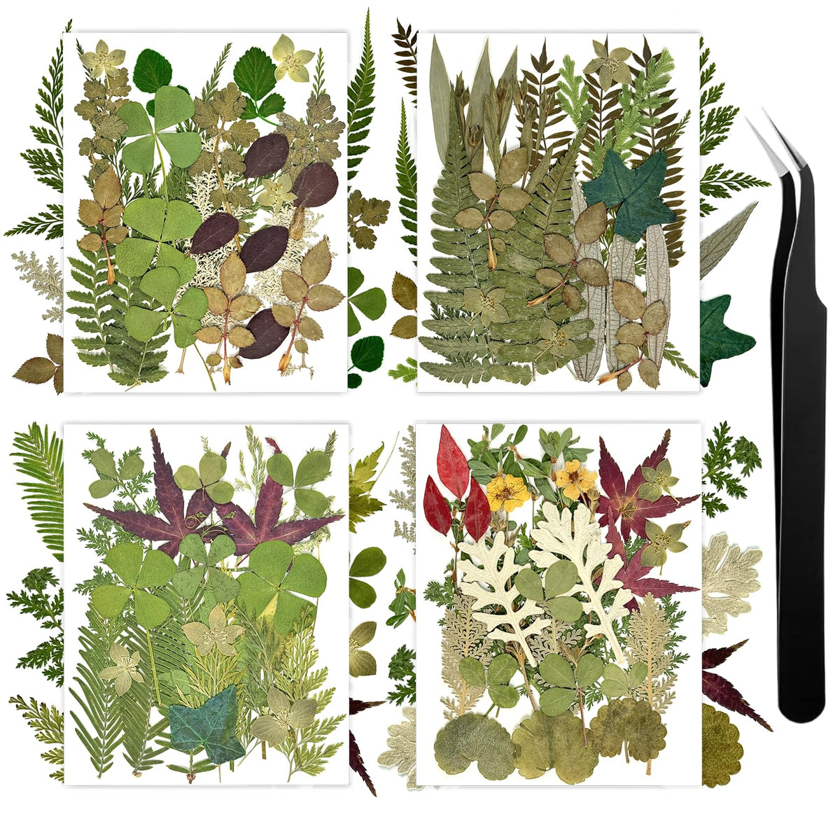 110+ Pcs Dried Flowers Leaves for Crafts, Real Pressed Flowers Dry Leaves for Resin Scrapbooking DIY Art Crafts Epoxy Resin Jewelry Mold Candle Soap Making Nails Décor