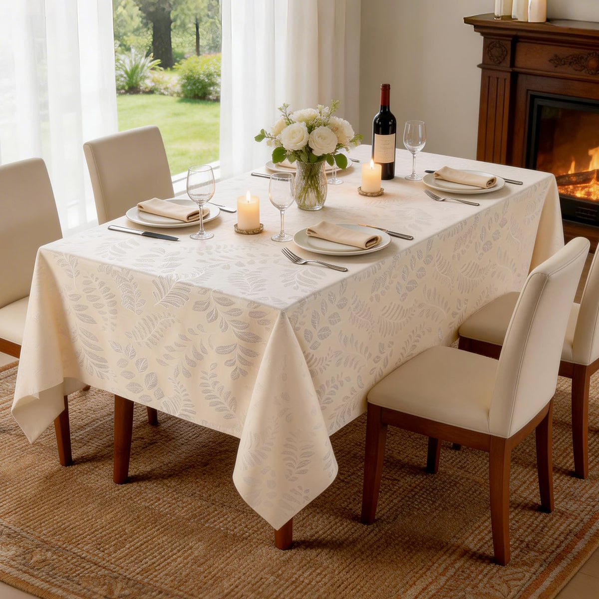 Kaixinbao Vinyl Tablecloth Rectangle, Heavy Duty Waterproof Table Cloth, Wipeable, Reusable Spillproof Table Cover for Indoor, Outdoor, Kitchen, Dining Room, Party, Picnic, Camping