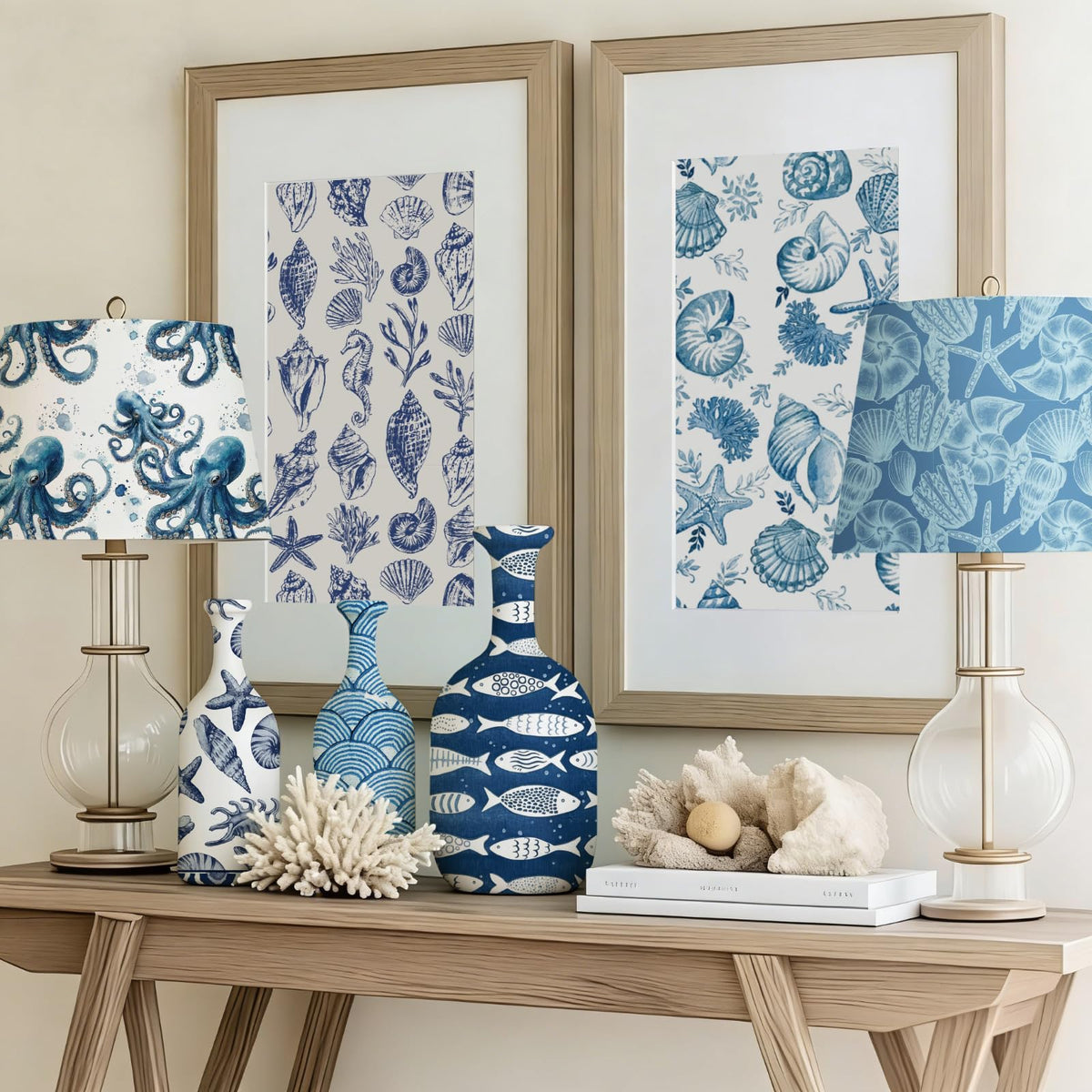 Glenmal 120 Pack Coastal Beach Blue Style Decoupage Paper Napkins, 12 Styles Decorative Cocktail Napkins for DIY Crafting Guest Tea Party Scrapbook Holiday Birthday Wedding Baby Shower, 13 Inch