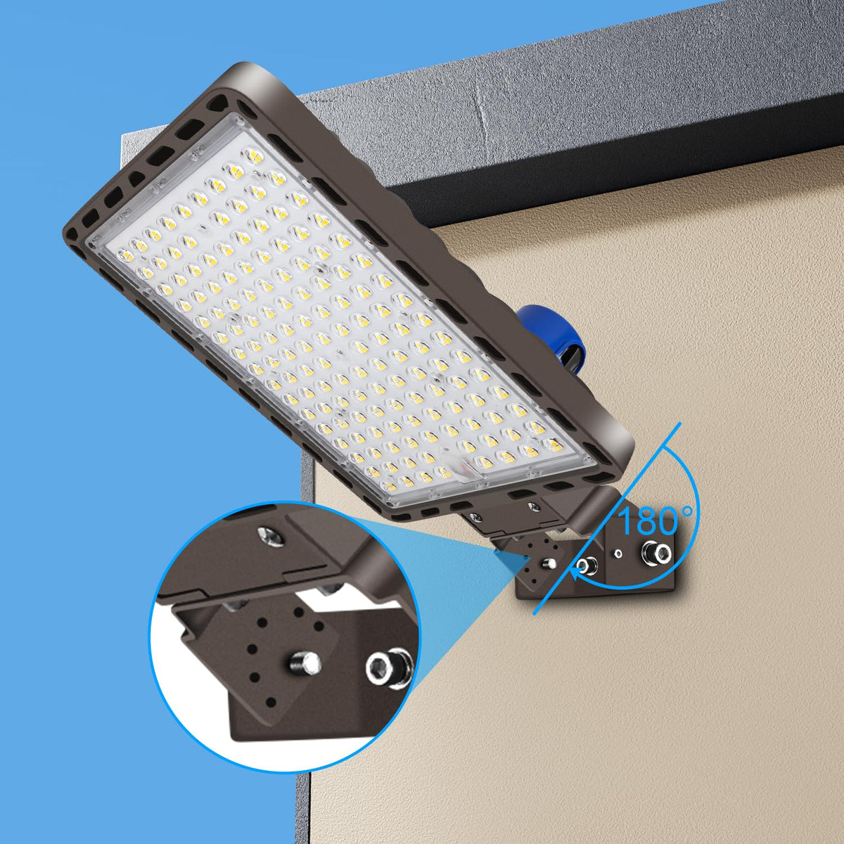 Juyace 3-Pack 350W LED Parking Lot Light with Photocell, 52500LM 5000K, IP65 Dusk to Dawn Outdoor Security Flood Light with Trunnion Bracket, 110-277V Commercial Area Light for Street Yard Stadium