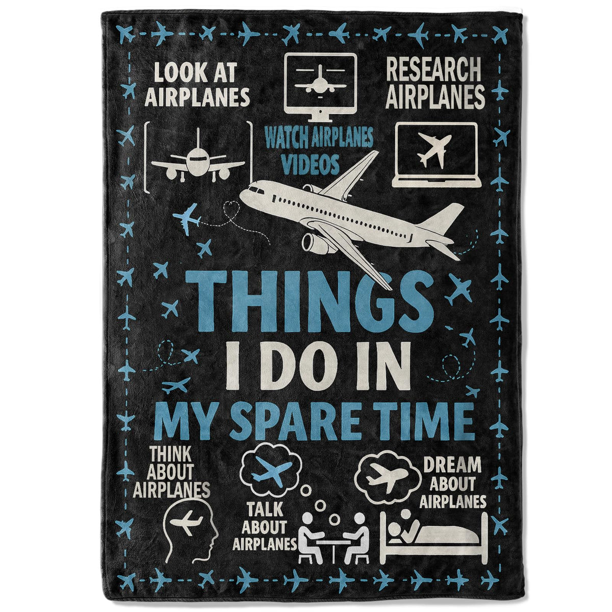 coedoaes Funny Airplane Fleece Blanket,50x60in,Aviation Plane Video Dream Pilot Throw Blankets,Soft Cozy Lightweight, Ideal for Bed Living Room Home Cool Decor,Men Gifts