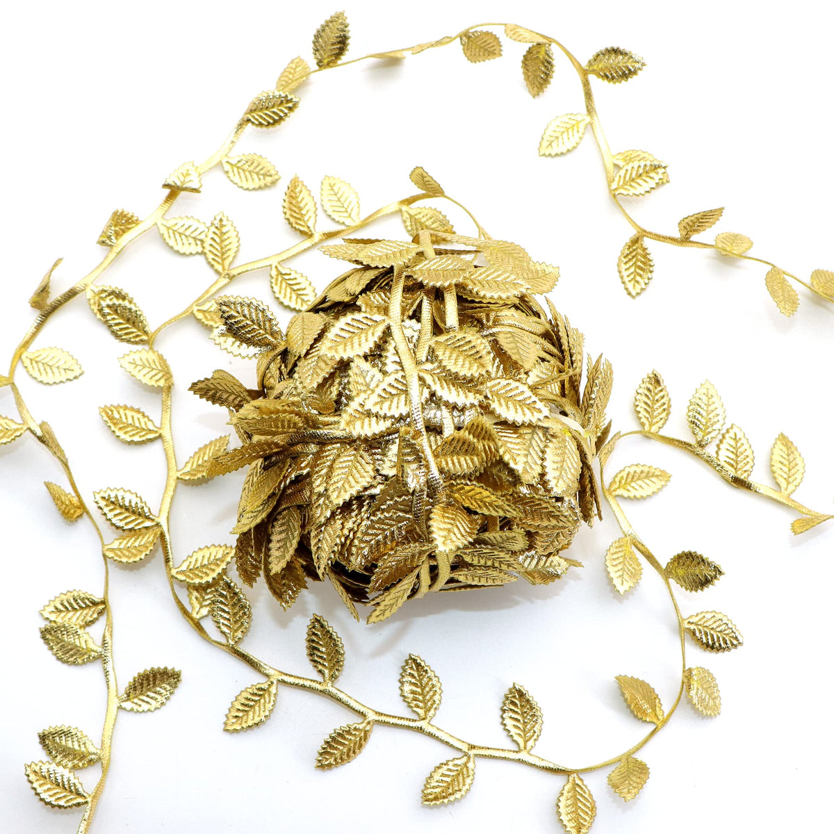 David accessories Gold Leaves Leaf Ribbon Trim Rope - 20 Yards - for DIY Craft Party Wedding Home Decoration(Gold)