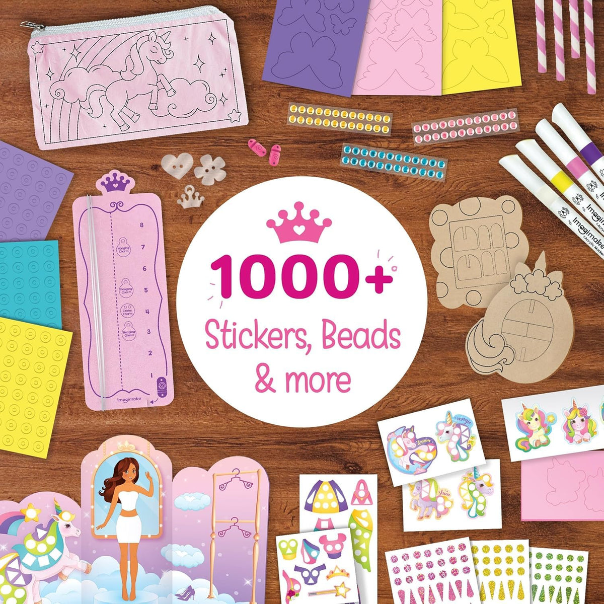 Imagimake Unicorn Craft Kit | 20+ Mess Free Activities | Bracelet Making Kit, Magnetic Board Princess Dress Up, Unicorn Stickers and More | 5,6,7,8 Year Old Girl Birthday Gift | Crafts for Girls 8-12