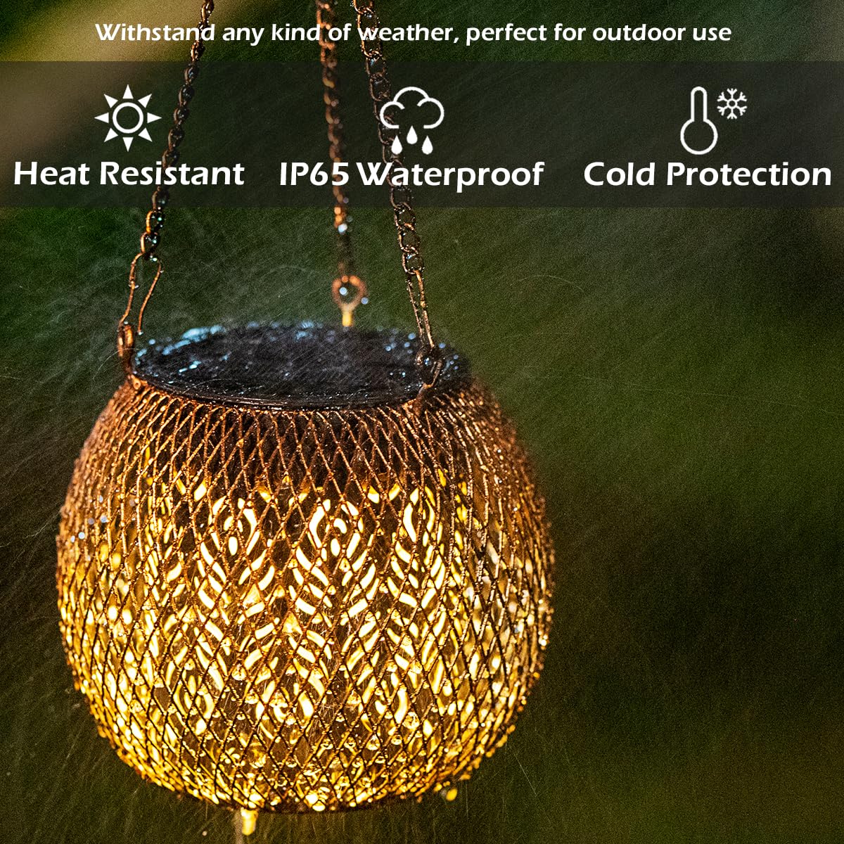 LeiDrail Hanging Solar Lanterns 2 Pack Solar Lanterns Outdoor Waterproof Garden Metal Decorative Light Patio Decor for Outside Yard Tree Tabletop Landscape