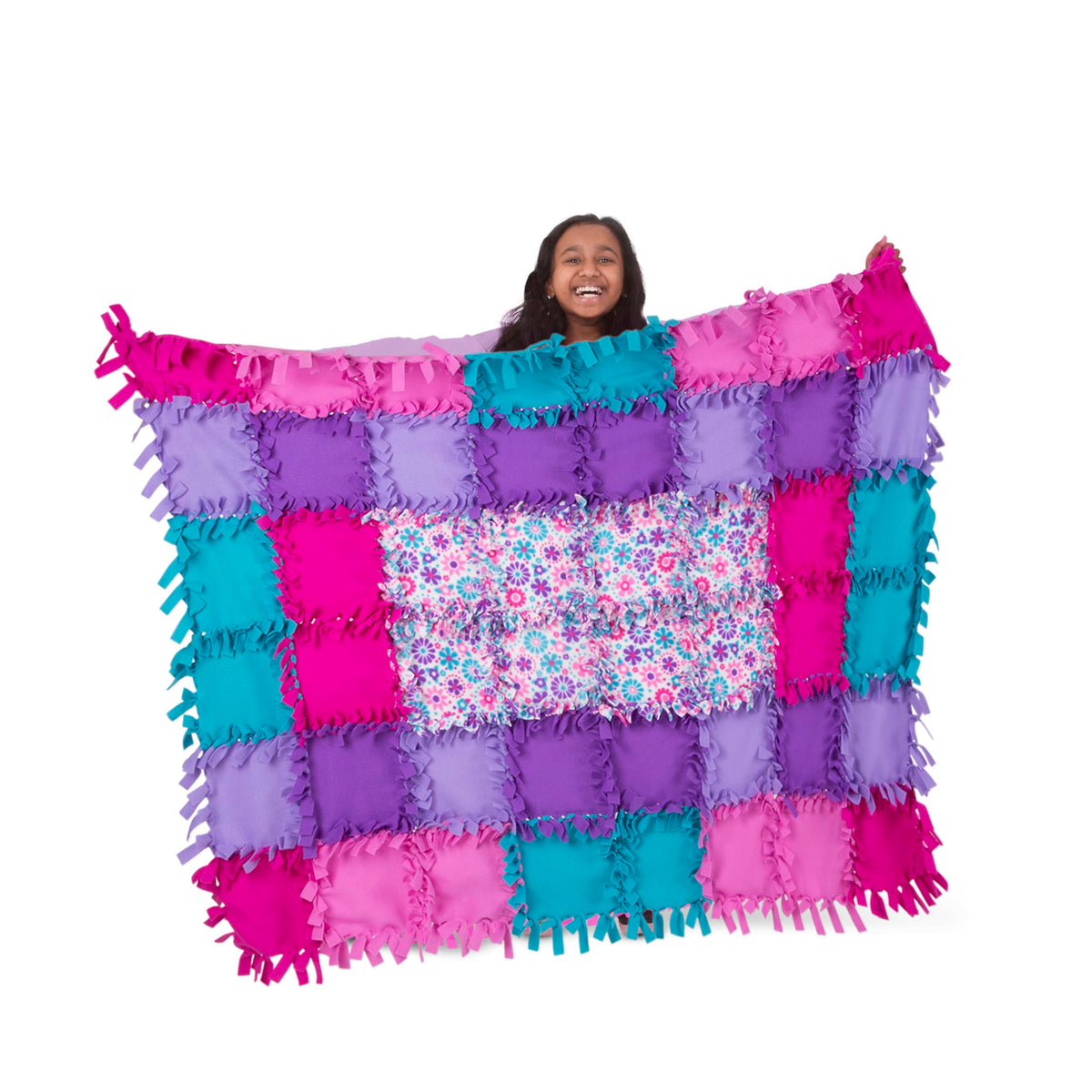 Melissa & Doug Created by Me! Flower Fleece Quilt No-Sew Craft Kit (48 squares, 4 feet x 5 feet)