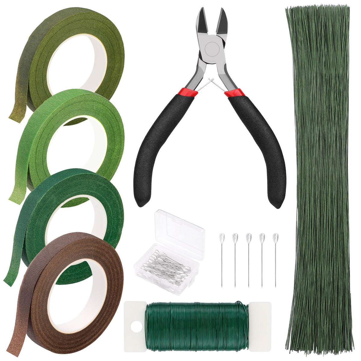 SOCNITC Floral Tape and Wire, Florist Arrangement Tools Kit with Floral Tape Wire Cutter Boutonniere Pin for Bouquets,Wrap Florist,Flower Project