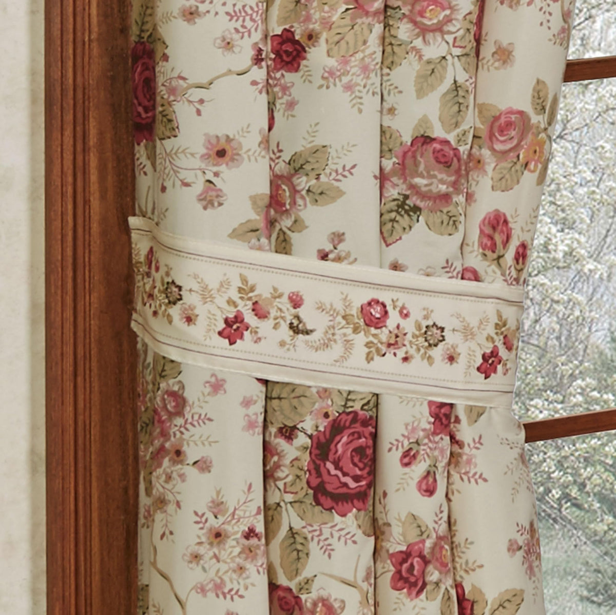 Touch of Class Heirloom Rose Window Set, Tuck Valance & 84" L Curtain Pair