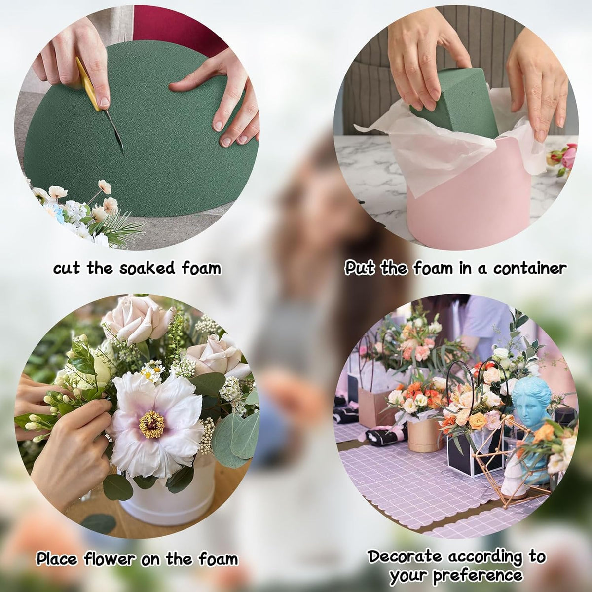 STEFORD 4 PCS Half Ball Floral Foam, Round Floral Dry Foam Blocks Green Flower Styrofoam for Fresh and Artificial Flower Arrangements (5.5 X 2.8 Inches)