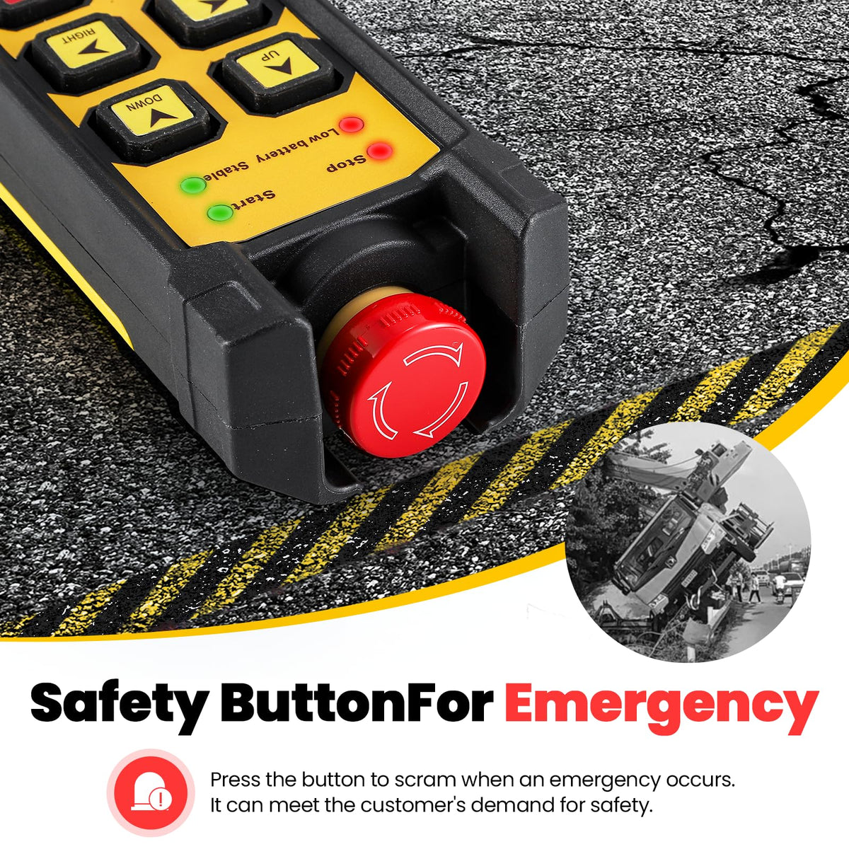 NEWTRY Wireless Crane Remote, 12V 4 Button Industrial Crane Controller Hoist Truck Remote 984FT Electric Lift Switch with Indicator System