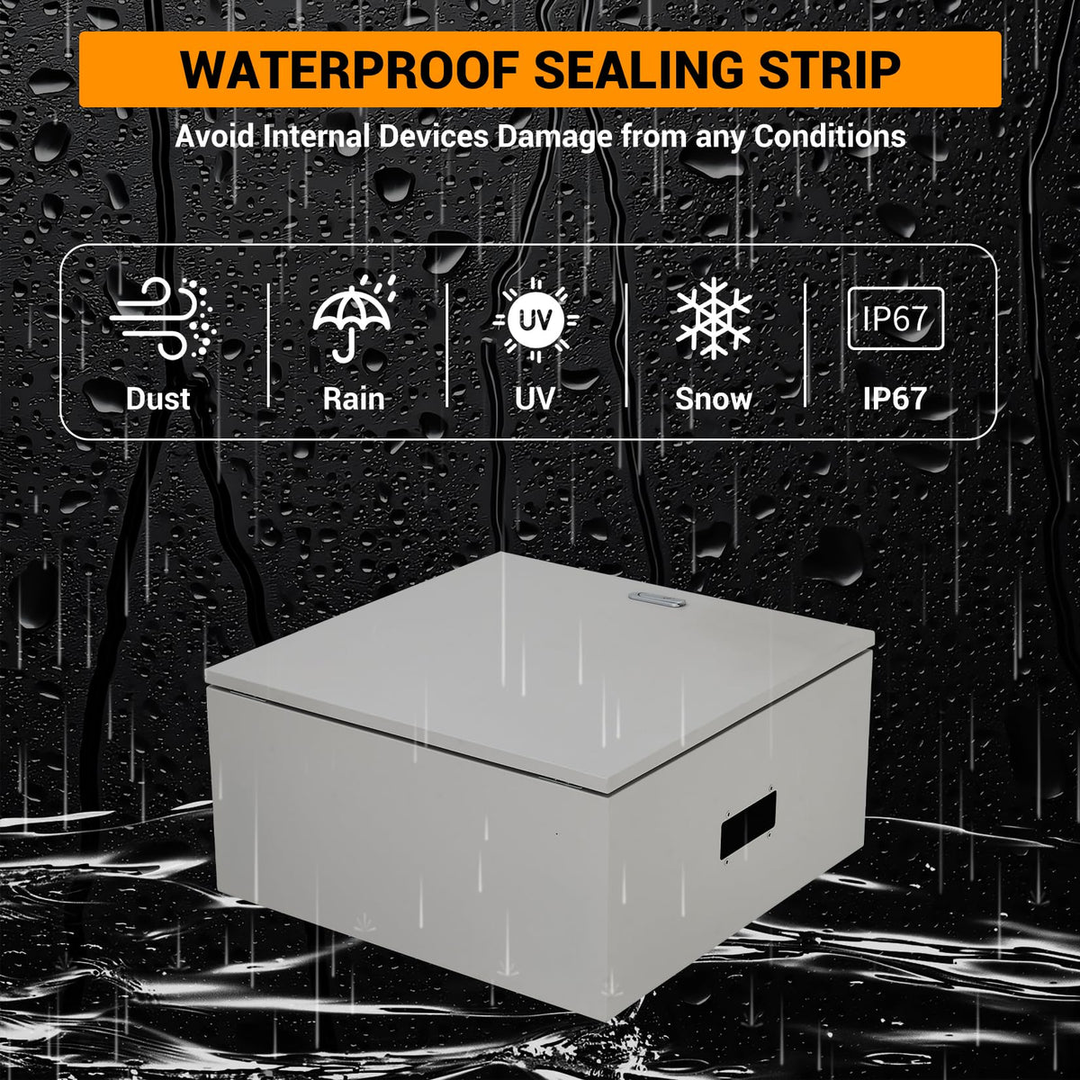 IP67 NEMA 4X Waterproof Electrical Enclosure, Lockable Dustproof Junction Box with Mounting Plate – Heavy Duty Steel Outdoor Indoor Meter & Panel Box for GFCI, Timer, Power Strip, (24"x24"x8")