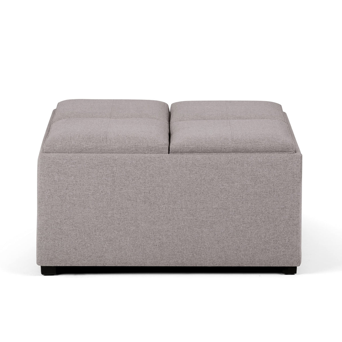 SIMPLIHOME Avalon Wide Contemporary Square Coffee Table Storage Ottoman, Cloud Grey, Table Ottoman