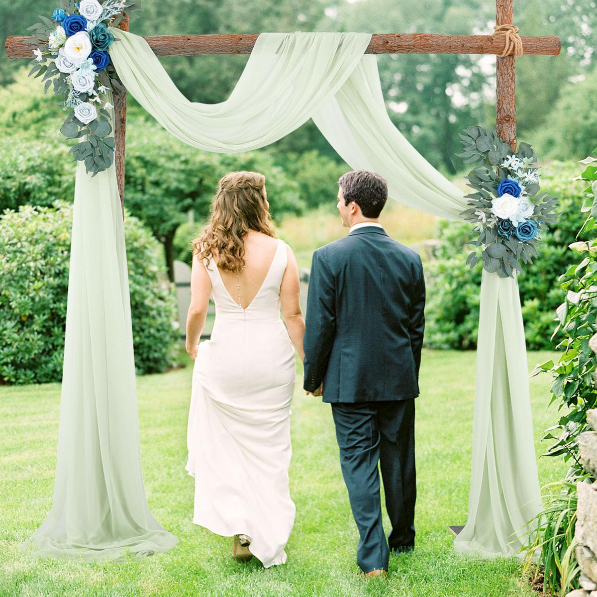 BOYOUTH Dark Green Voile Swag Scarf Valances Curtains,Long Sheer Chiffon Fabric Backdrop Curtains Scarves for Wedding Arch Draping,Party Outdoor Decor,30 by 394 Inches,1 Panel