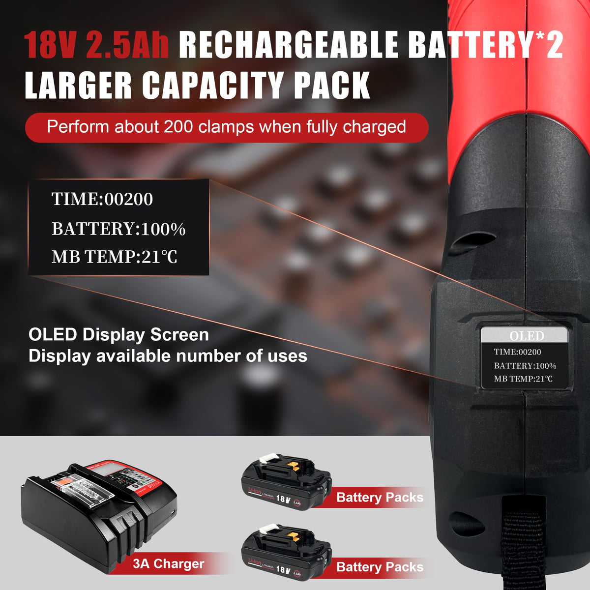 HHEWLEE MINI Press Tool for Copper Pipe, Battery Powered Pro Press Copper Crimper tool 32KN for US Standard 1/2", 3/4", 1" Copper Tube and Stainless Steel Tube, 2.5Ah Battery Set(HZT-25M)