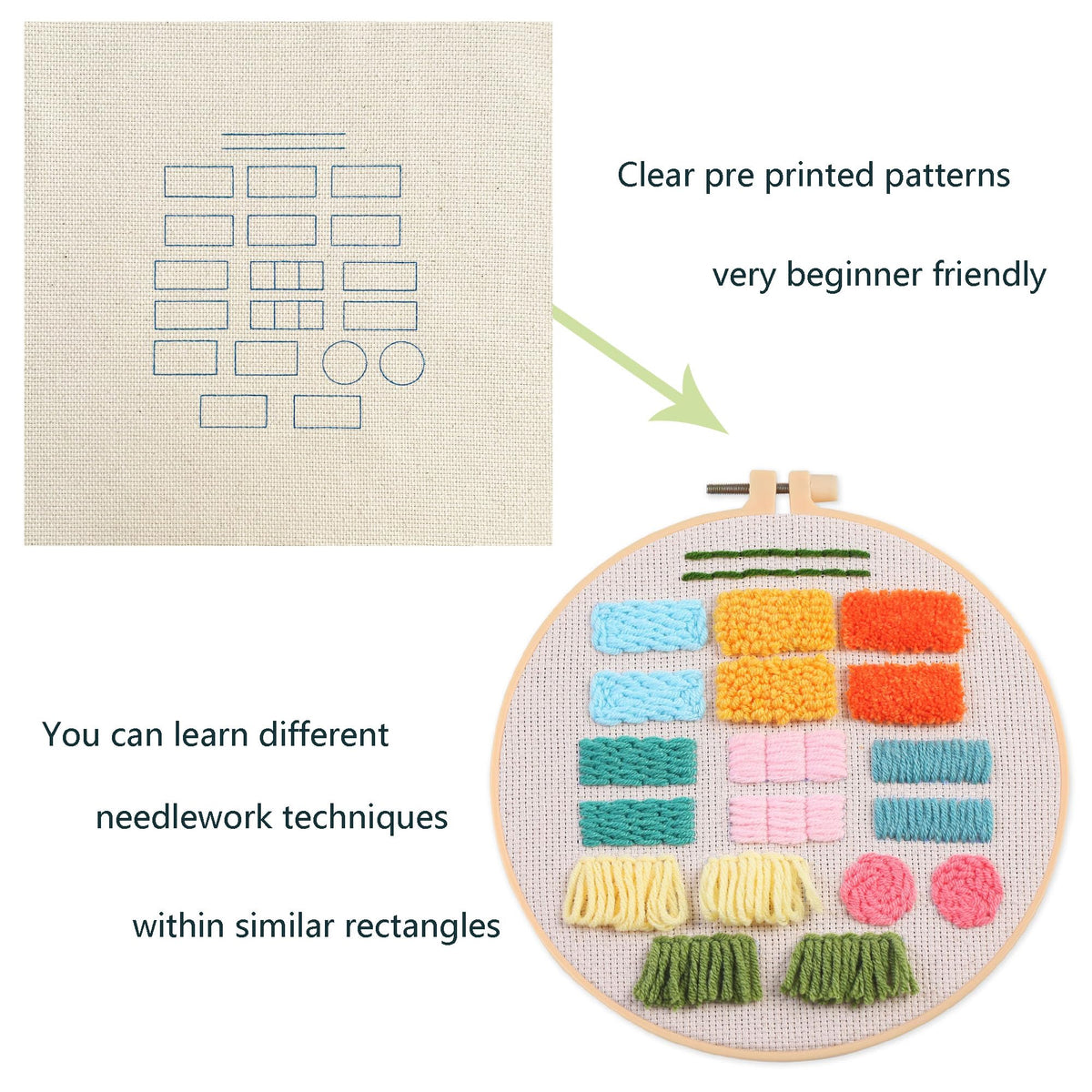 Myfelicity Punch nedle kit,Punch Needle Kits Adults Beginner,Learn Various Needlework Techniques for poking Embroidery