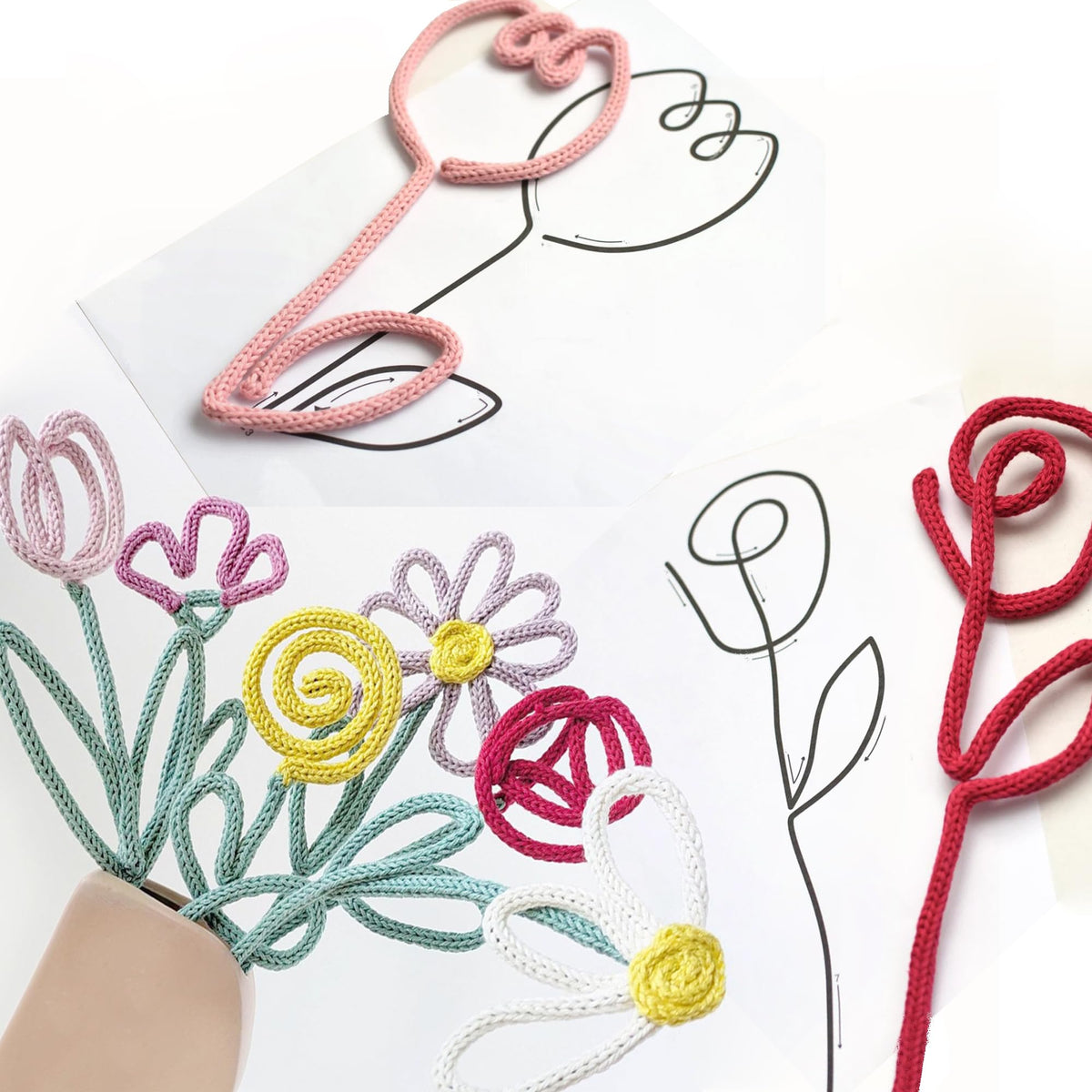BoFUN DIY Flower Craft Kit for Adults Teens, Floral Wire Art Craft Set with 18 Templates, Wire, Knit Rope, Wedding Party Favors, Women Birthday, Mother’s Day Gifts, Handmade Home Decor (Floral)