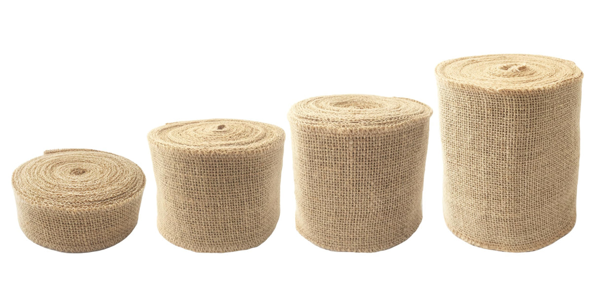 LWR CRAFTS Natural Burlap Ribbon 3-1/8 Inch x 32 Feet - Jute Fabric Webbing for Floral Arrangements, Gift Wrapping, Wreaths, DIY Crafts & Wedding Décor
