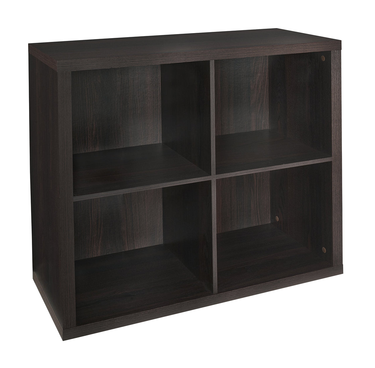 ClosetMaid 4 Cube Storage Shelf Organizer Bookshelf with Back Panel, Easy Assembly, Wood, Black Walnut
