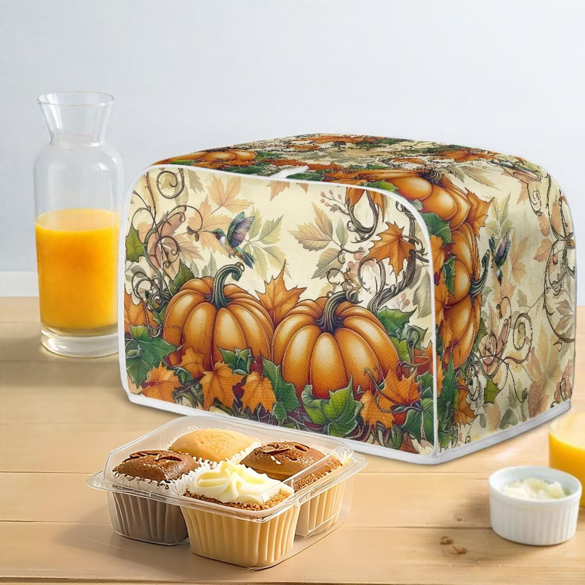 ASQVTIFE Pumpkin Toaster Cover Fall Decorations for Home 4 Slice Wide Slot Dust Cover for Kitchen Appliances Bread Machine Oven Dust Covers Toaster Oven Covers for Kitchen Counter
