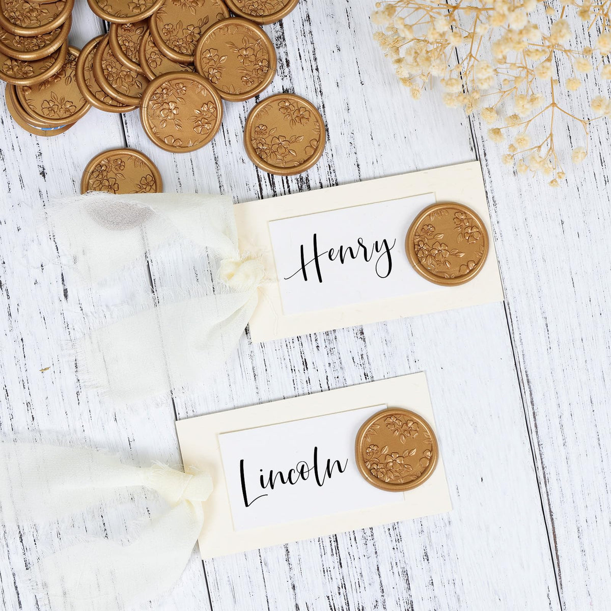 UNIQOOO Wax Seal Stickers - 3D Begonia Wedding Invitation Envelope Botanical Seal Stickers, 50 Pcs Self- Adhesive Antique Gold Stickers, Perfect for Invitation, Christmas, Gift Wrapping, Party