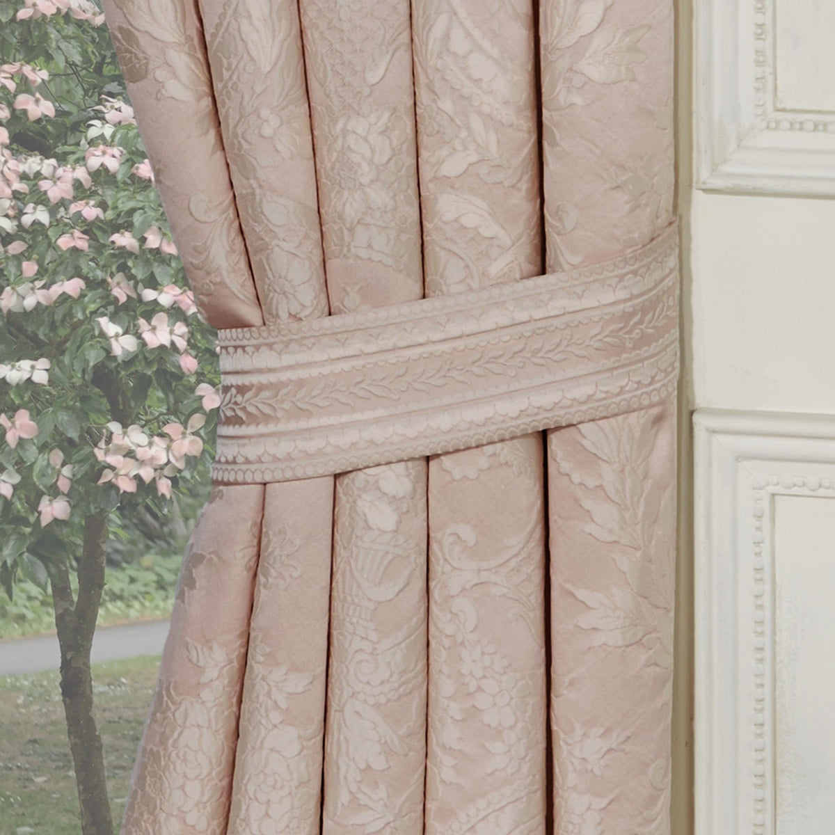 Marquessa Luxury Empire Window Valance & 84L Curtains Set, Blush Pink