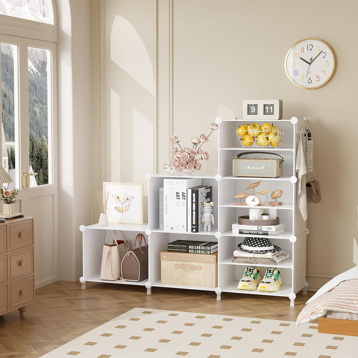 AWTATOS 6 Cube Closet Organizer Storage Shelves Portable Clothes Organizers and Storage Stackable Cubby Shelving for Closet Bedroom Living Room Office White