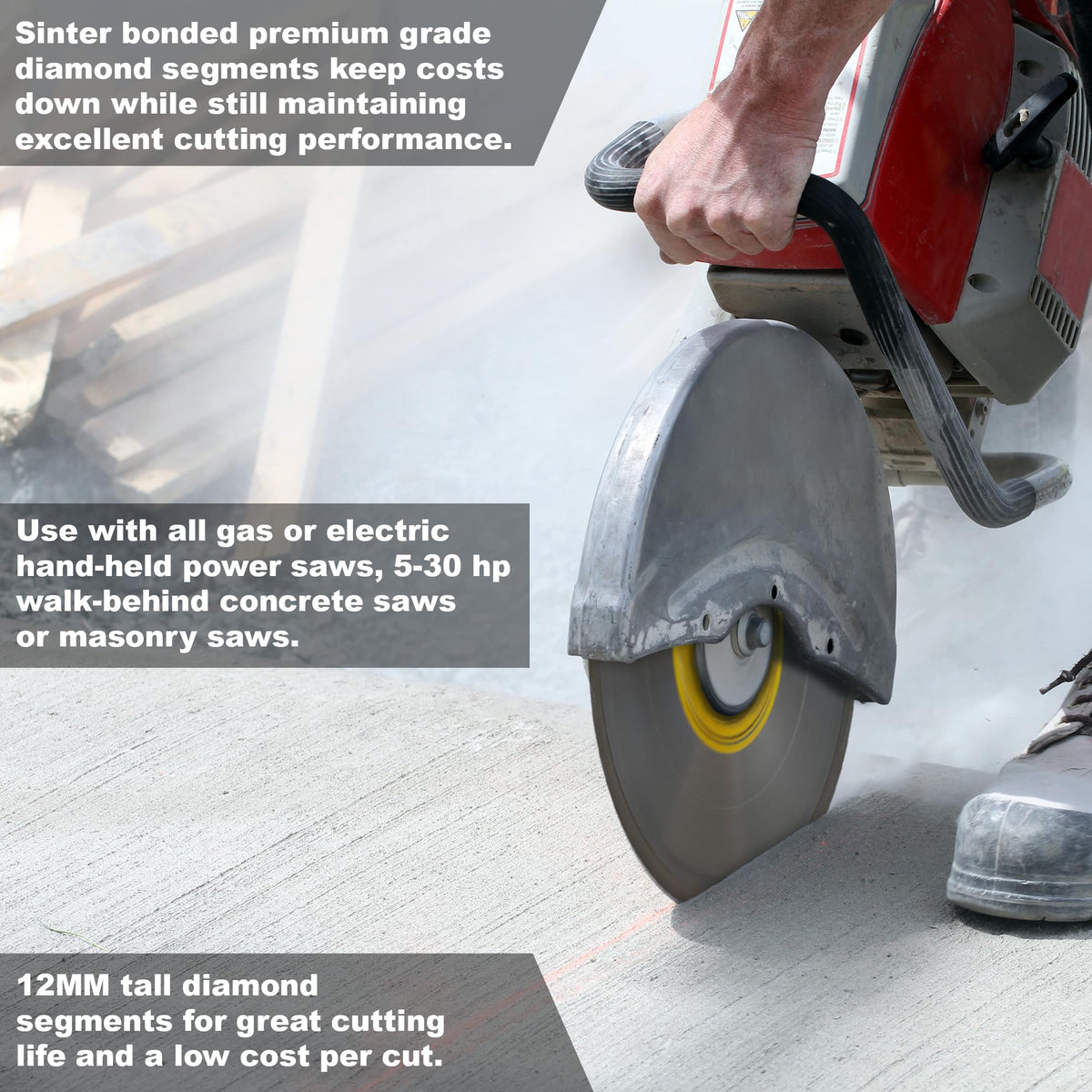 Cougar HS 14 Inch 3-Pack Diamond Concrete Saw Blade, Premium General Purpose Segmented Blade, Dry/Wet Cutting Concrete, Masonry, Brick, & Block 1"-20mm Arbor (3 Pcs)