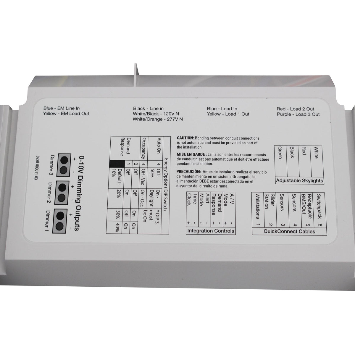 Cooper GreenGate RC3DE-PL Room Controller Panel, 3 Relay, 3 Dimmer, Emergency Control