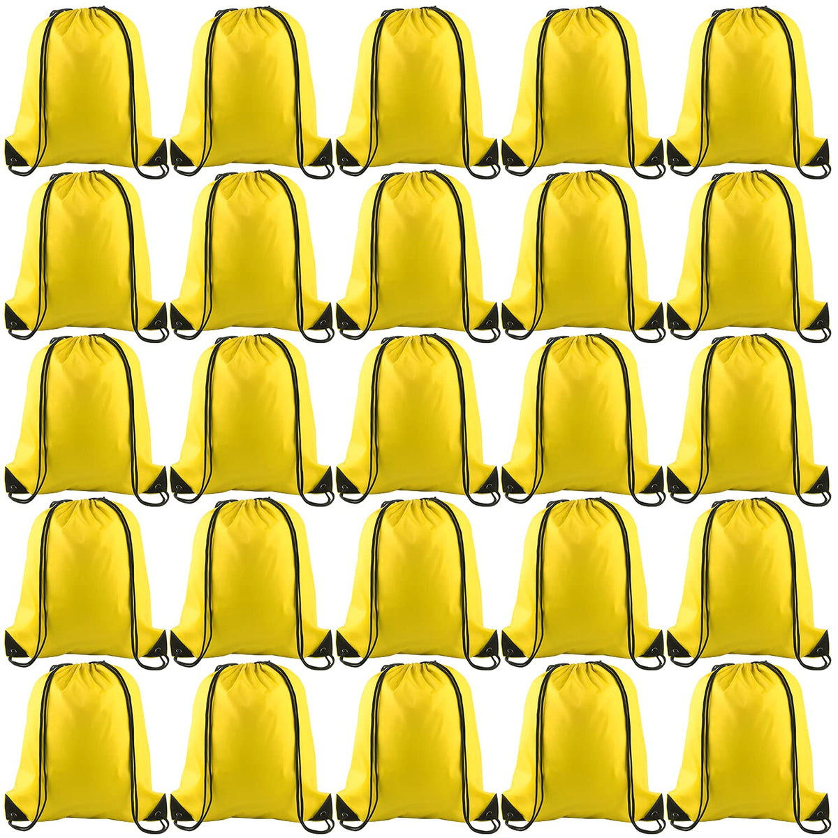 KUUQA 50Pcs Yellow Drawstring Backpacks - Bulk Gym Sports Travel Bags