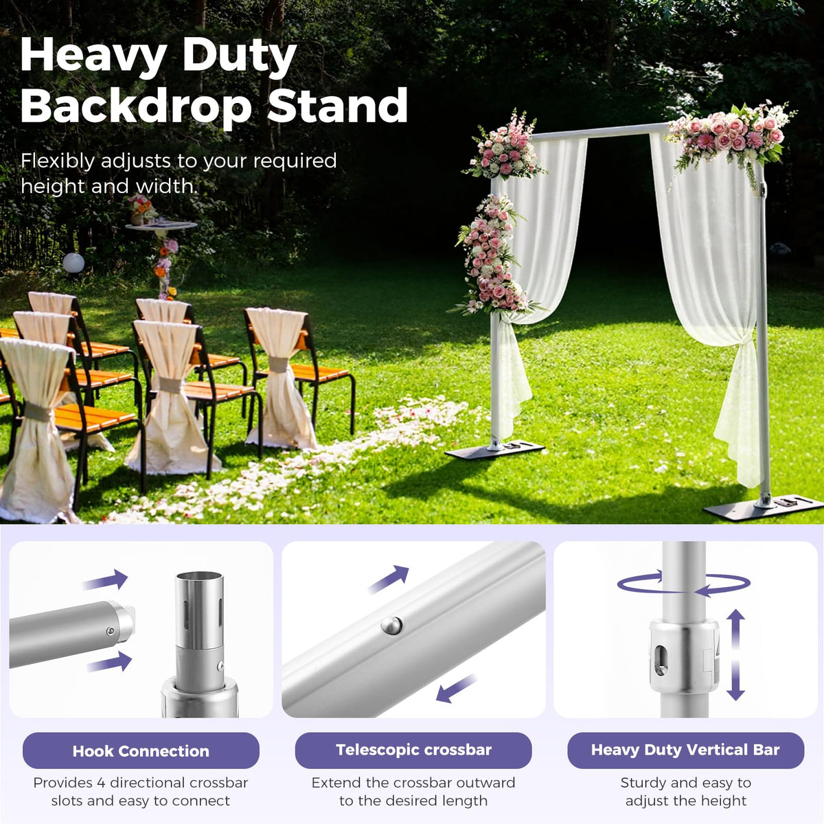 Pipe and Drape Backdrop Stand 9.2x9.2ft, Adjustable Heavy Duty Photo Background Frame with Metal Base & Carry Bag, Professional Event Backdrop System for Wedding, Trade Show, Parties, Photography