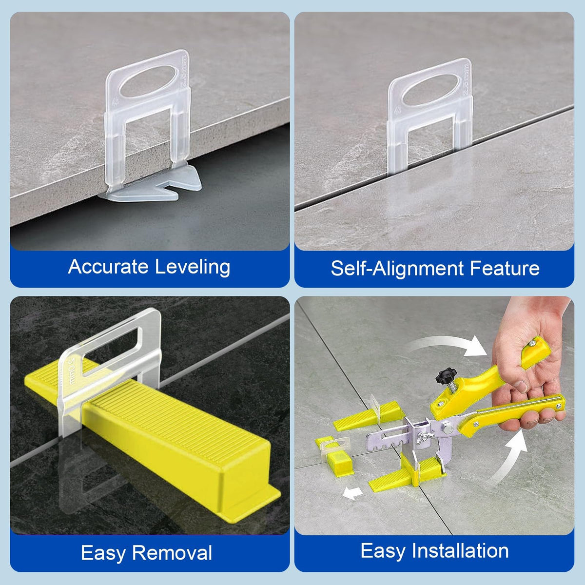 DGSL Tile Leveling System, 4650-Piece 1/16" Tile Spacers Clips Tile Tools, Tile Installation Tools for Professional Ceramic Tile and Stone Installation