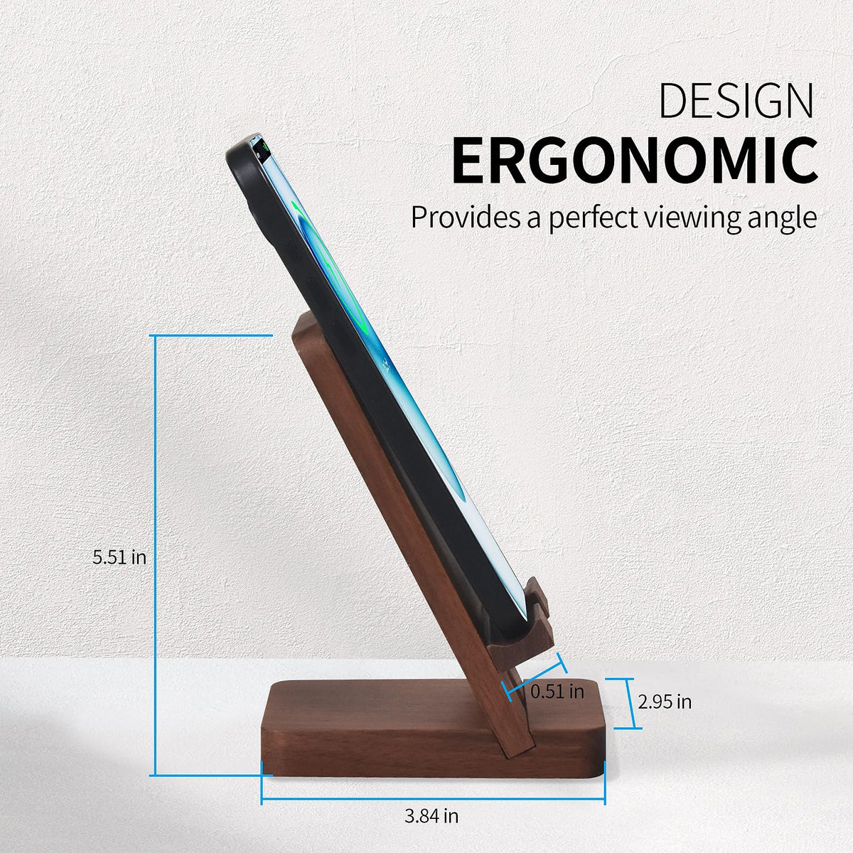 Plehood Wood Phone Stand, Desktop Wooden Phone Holder, Portable Office Phone Stand for Desk, Wood ipad Stand, Compatible with iPhone & All Cell Phones (Walnut)