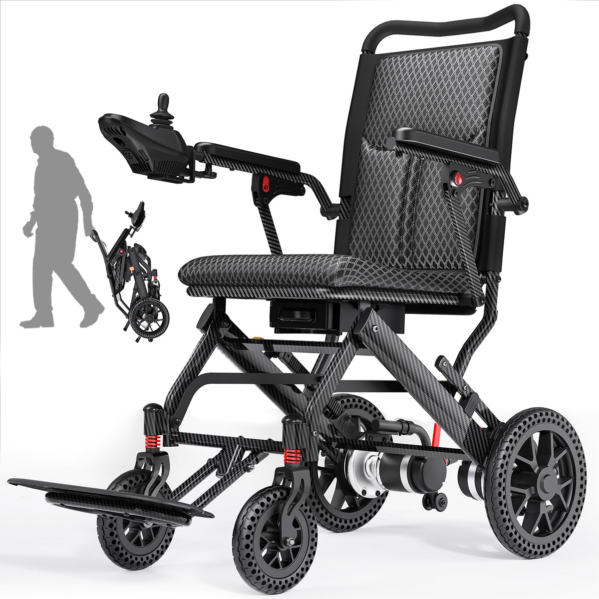 Easwe E10 Lightweight Electric Wheelchairs for Adults, 15/30 Miles Portable Motorized Wheelchair with 12Ah Lithium Battery / 500W Motor, All Terrain Compact Power Wheelchair (Amp Hours, 12)