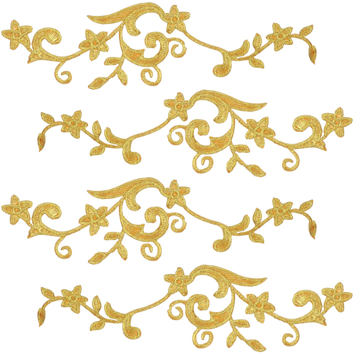 ULTNICE 5 Pairs of Gold Flower Embroidery Patches Sew On Iron-on Sewing Appliques for Clothing Repair and DIY Sewing Craft Decor