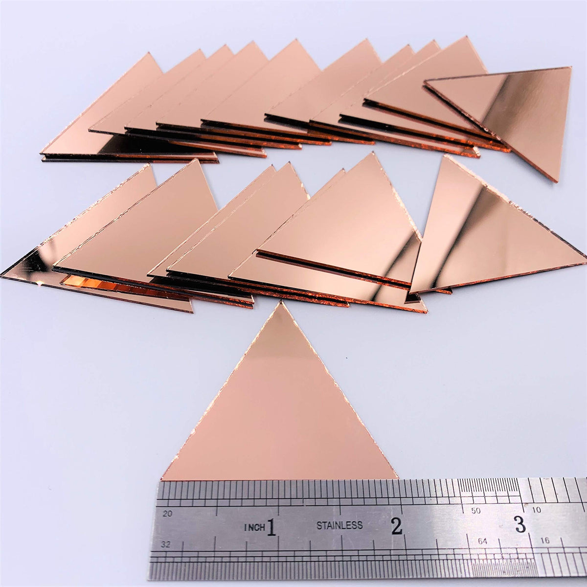 2 inch (50.8 mm) Triangle Mirror Mosaic Tile Craft Mirrors 50pcs (Rose Gold)