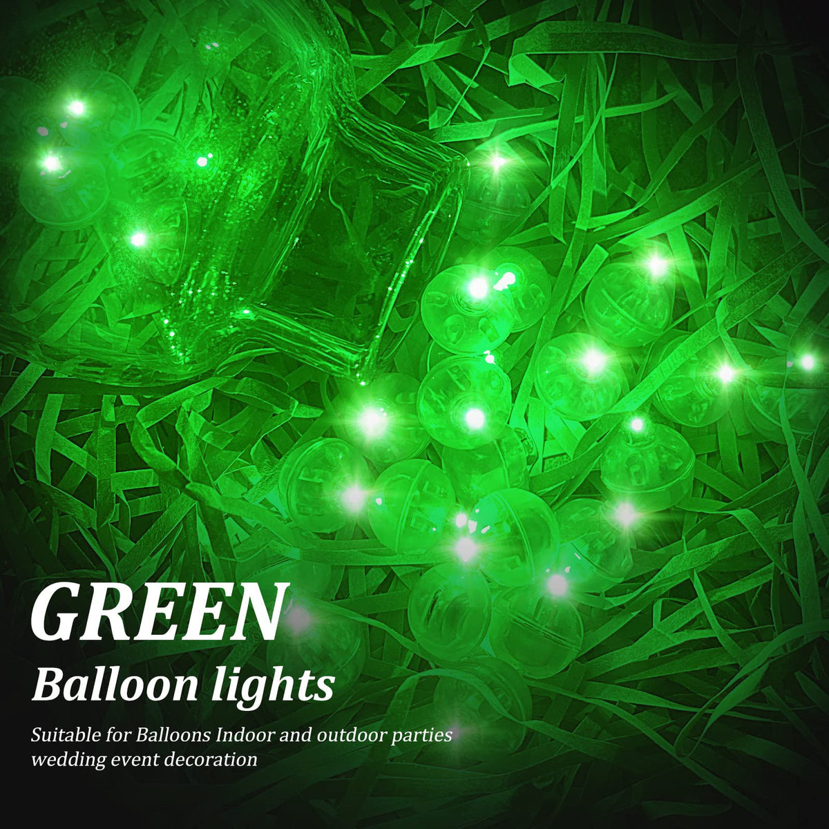 200pcs LED Green Balloon Lights, Round LED Mini Lights for Paper Lantern Balloon Birthday Party Event Indoor Outdoor Wedding Decoration Halloween Christmas Supplies