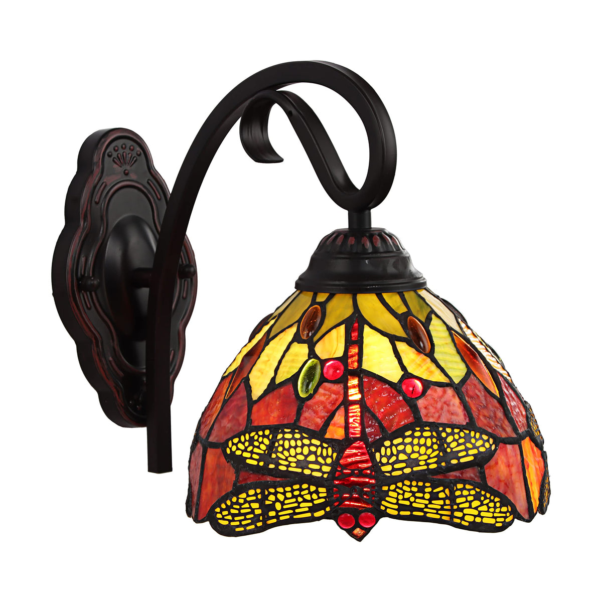 Chloe Lighting Empress Dragonfly Wall Sconce, Dark Bronze, 1 Light, 8in Wide, Multicolor, 7.87 x 9.65 x 12.6,