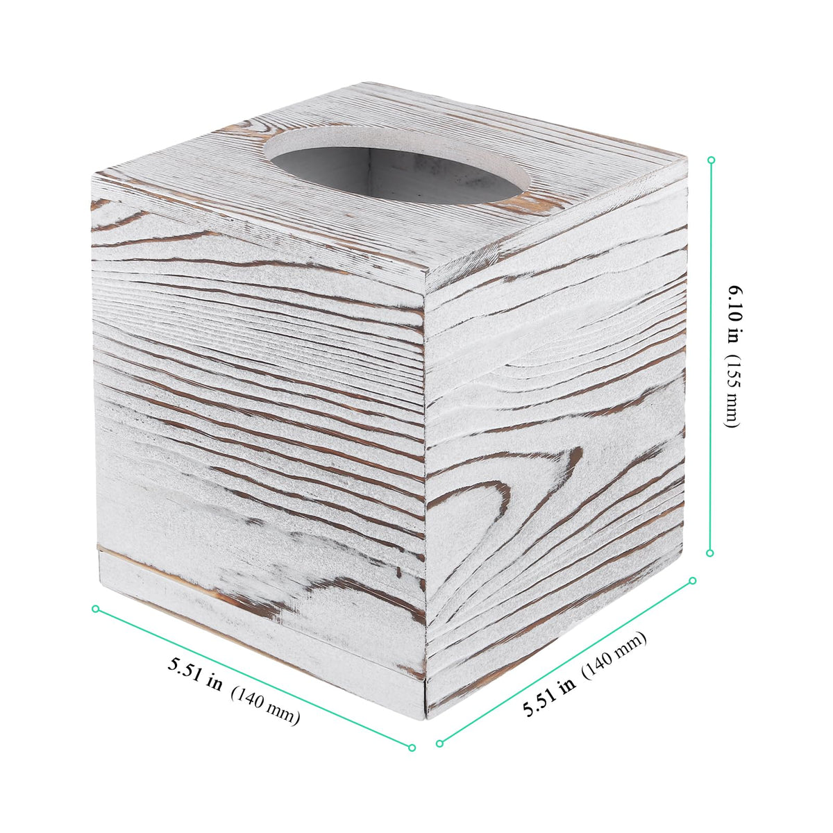 SENJEOK 2 Pack Wooden Tissue Box Cover Square, 5.5 x 5.5 x 6.1 Inch White Tissue Box Holder for Home Office Bathroom