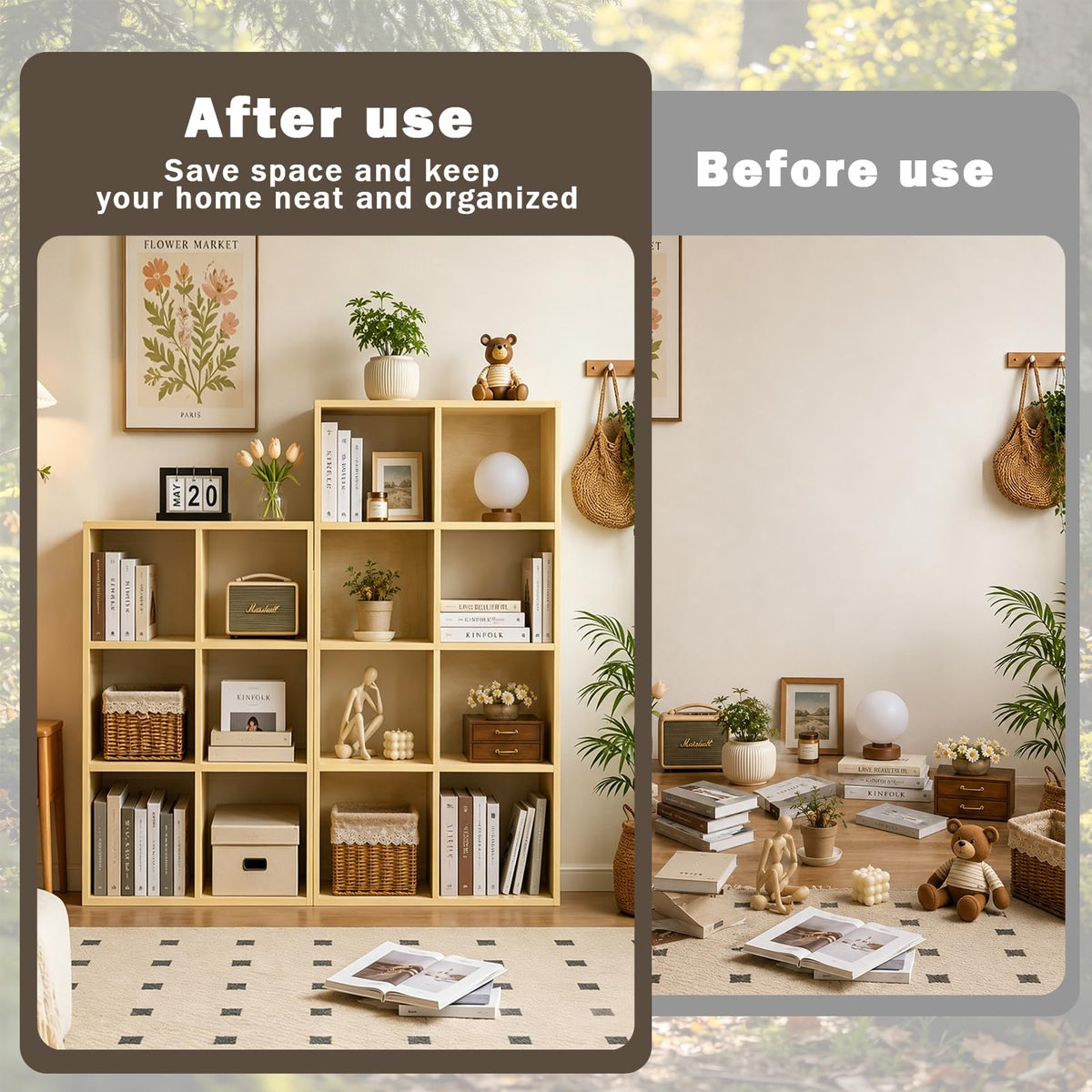 Endearing Limons【2026 Wooden 8 Cube Shelf Storage Organizer with Anti-Tipping Kits + Reversible Open Back Solid Panel Bookcase (11 x 11 Unit Cell White)