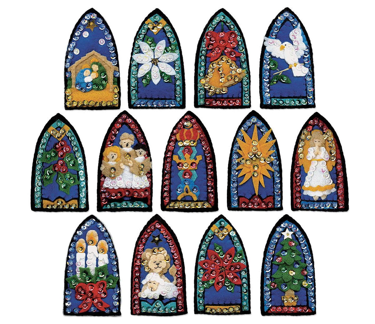 Stained Glass Felt Ornament Kit - Set/13