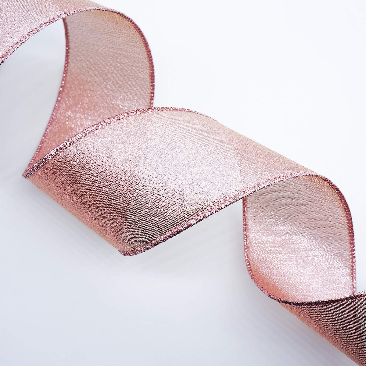 CT CRAFT LLC Metallic Diamond Wired Ribbon 2.5" x 10 Yards Rose Gold for Christmas Home Decor Bow Gift Wrapping DIY Crafts Wreath Garland Wedding