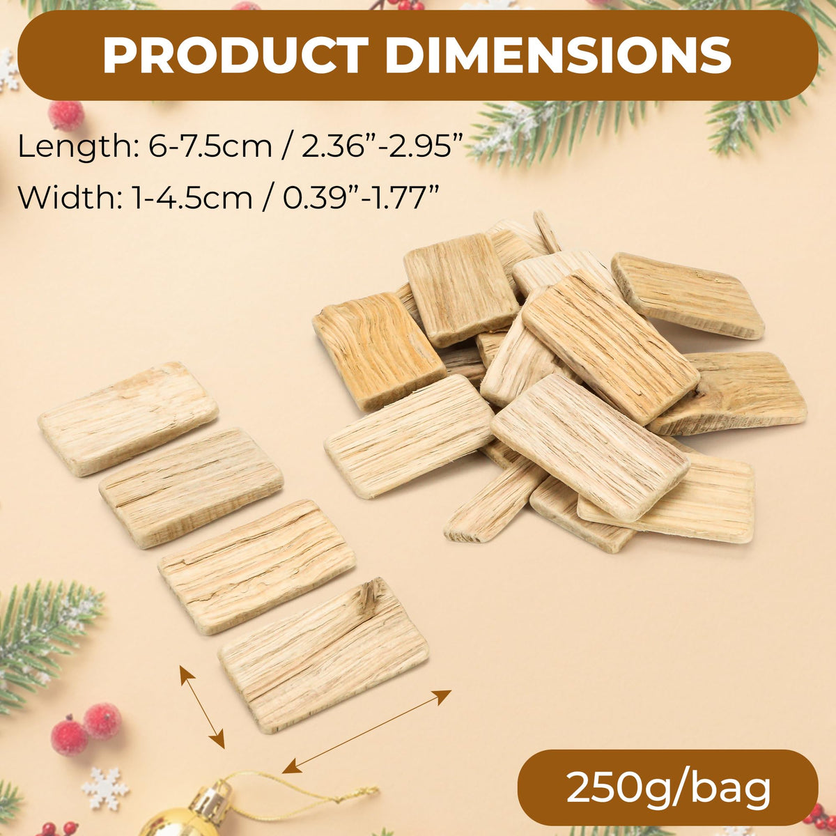 Driftwood Pieces for Crafts – 250g Bag of Natural Drift Wood for Christmas Ornaments, Holiday Photo Props, DIY Wedding Vase and Home Table Filler Decor, Beach Surf Art for Creating Frames, Wreath