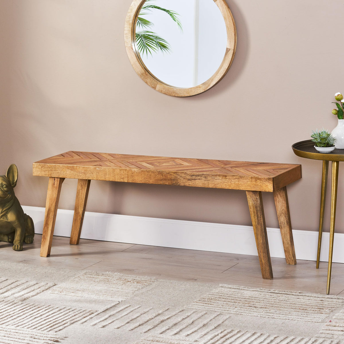 Christopher Knight Home Fircrest Wooden Rectangular Dining Bench, Kitchen Extra Seat, Entryway Bench for Home Hall Living Room, Natural