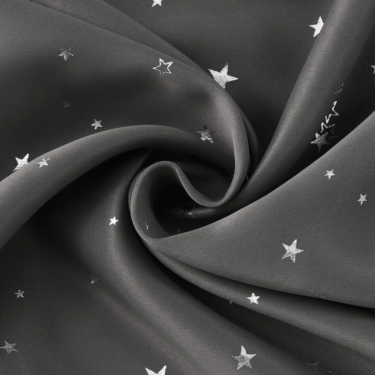 BGment Dark Grey Blackout Curtains for Kid's Bedroom - Grommet Thermal Insulated Room Darkening Silver Star Printed Curtains for Living Room, Set of 2 Panels (42 x 63 Inch, Dark Grey)