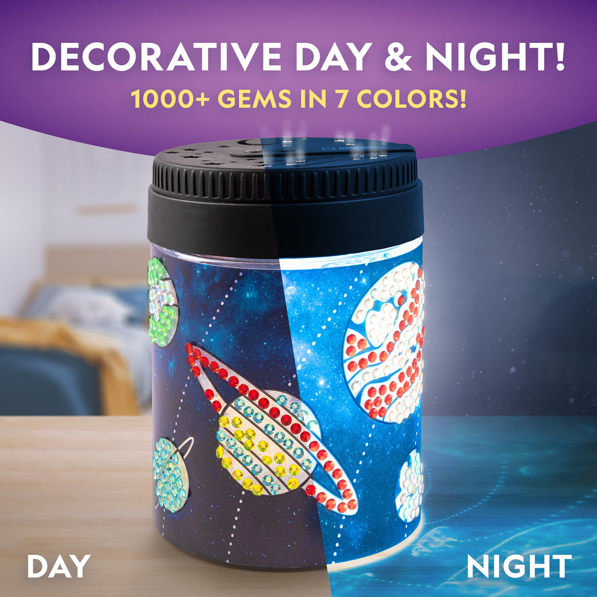 NATIONAL GEOGRAPHIC Diamond Painting Solar System Night Light - Make Your Own Night Light with 1000+ Gems to Decorate, Arts and Crafts Kits for Kids ages 8 9 10 11 12, DIY Space Gift, Planets for Kids