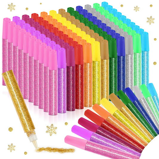 Saypacck 72 Pcs Glitter Glue Pens Bulk 12 Colors Rainbow Glue Stick for Crafts Teacher Appreciate Valentine's Day Classroom Gift for DIY Arts, Projects Scrapbooking, Cards Decorating Supplies