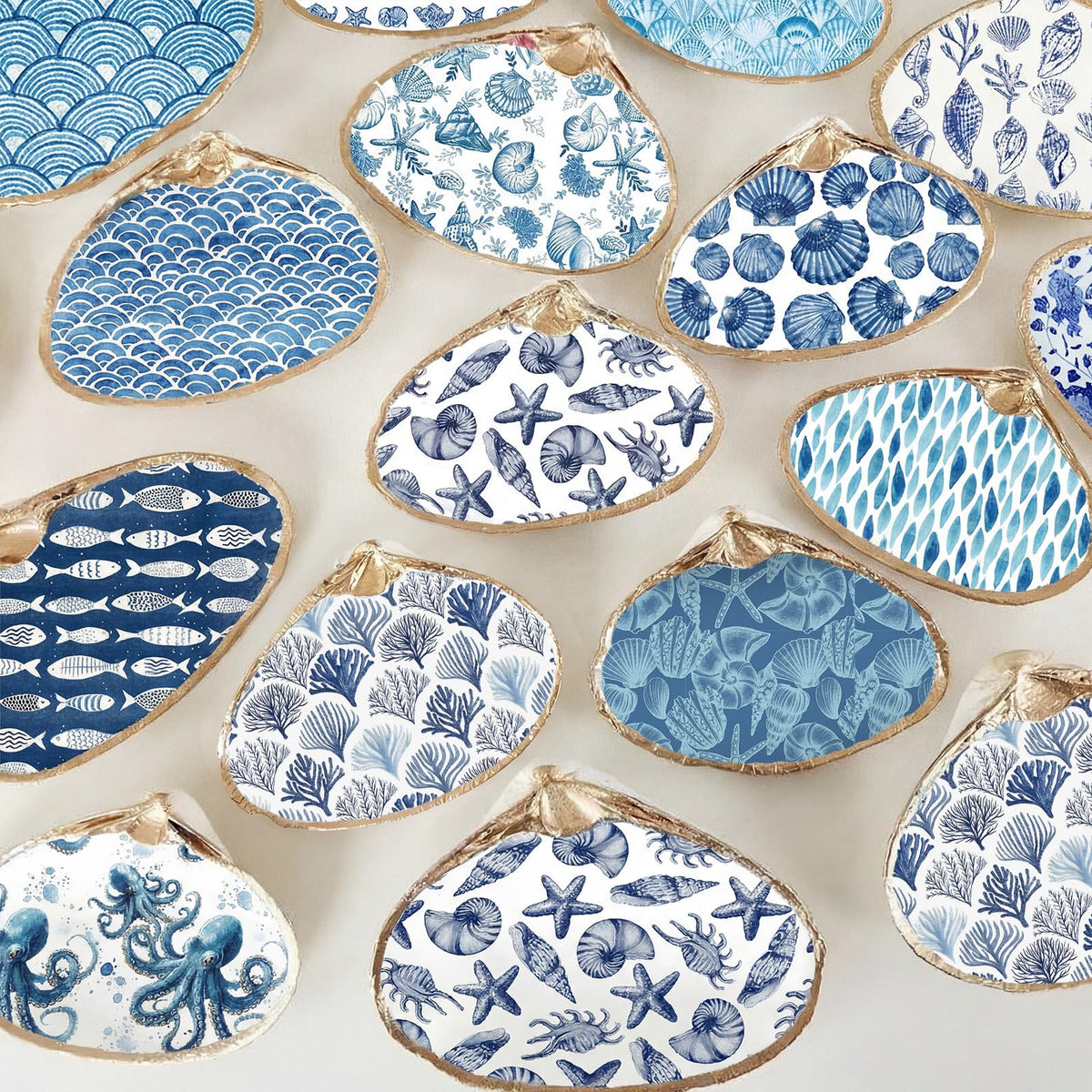 Glenmal 120 Pack Coastal Beach Blue Style Decoupage Paper Napkins, 12 Styles Decorative Cocktail Napkins for DIY Crafting Guest Tea Party Scrapbook Holiday Birthday Wedding Baby Shower, 13 Inch