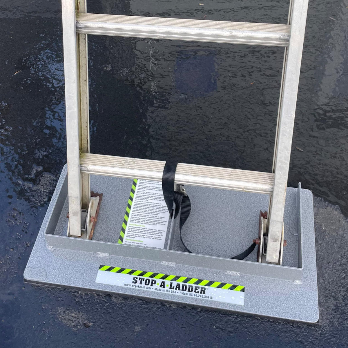 Stop-A-Ladder | Ladder Safety Device Prevents Slipping on Slick Surfaces | Fits Extension Ladders Up to 21” Wide | Lightweight, 6 lb Foam Grip with Adjustable Strap | Ladder Grip