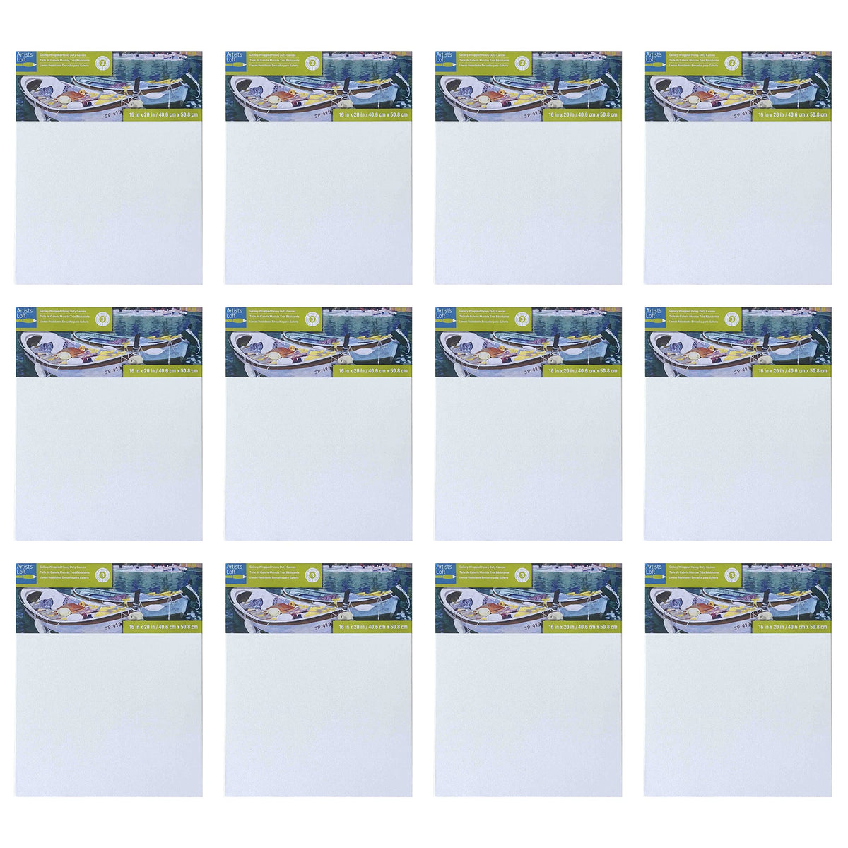 Artist's Loft 16" x 20" Level 3 Gallery Wrapped Heavy Duty Canvas - Archival, Acid Free Cotton Canvas for Paint, Acrylic, & Oils - Bulk 12 Pack